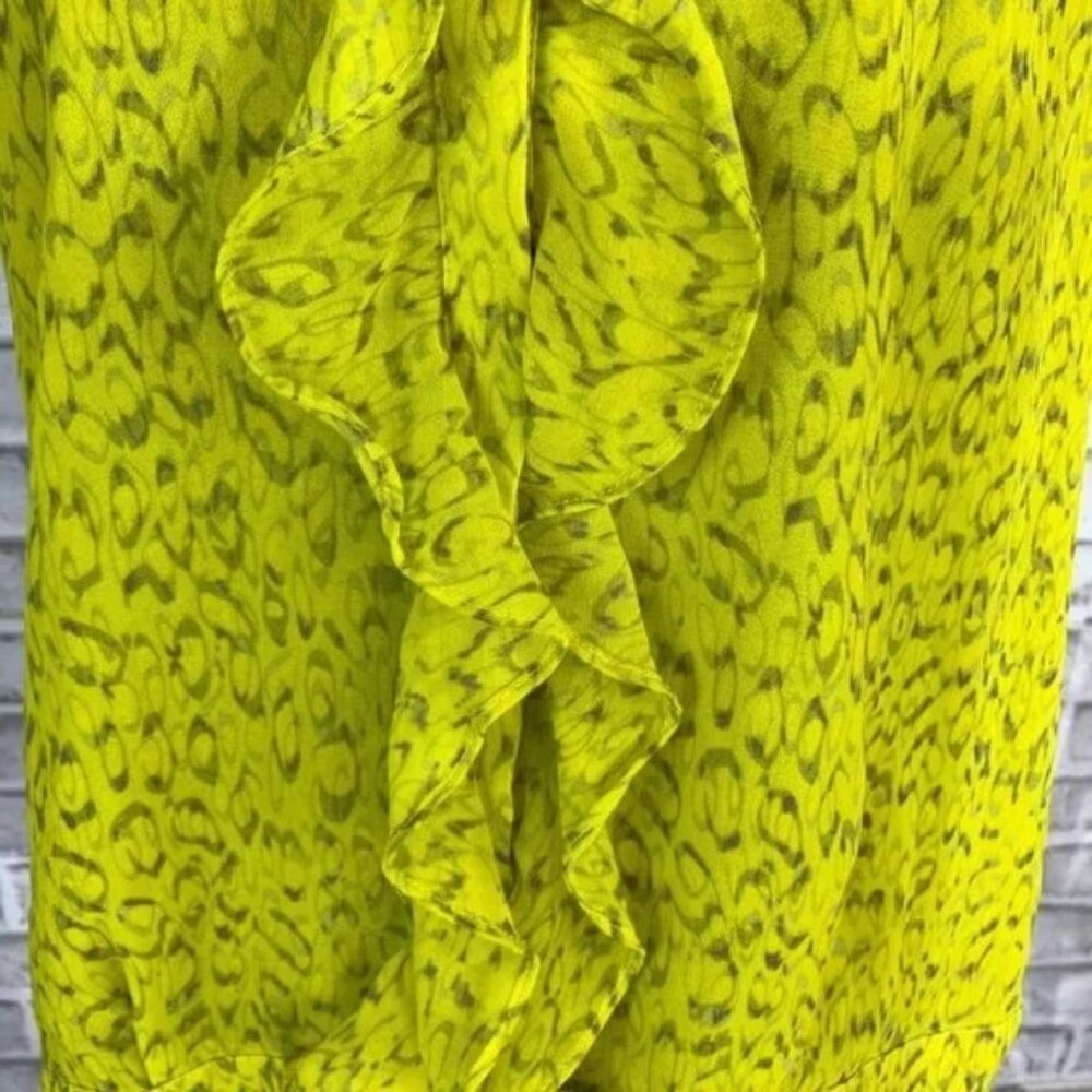 Cabi Reign Chartreuse Sleeveless Ruffle Top Shirt Blouse XL - Picture 3 of 4